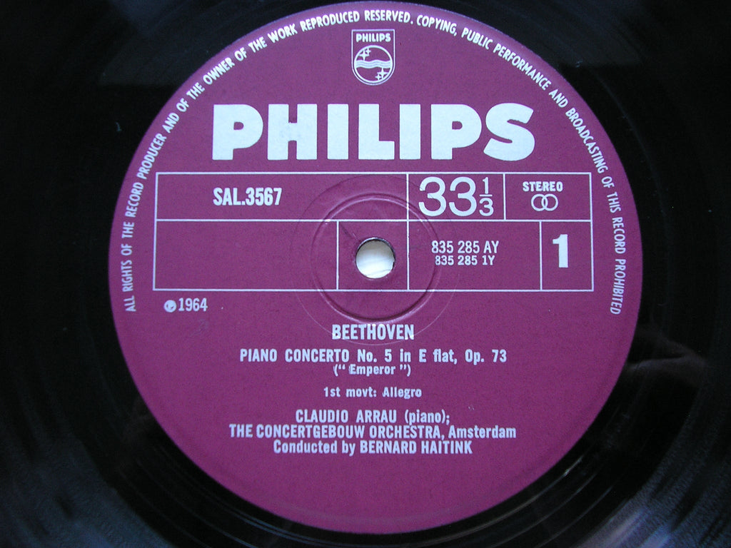 BEETHOVEN: PIANO CONCERTO No. 5 'Emperor'       ARRAU / CONCERTGEBOUW ORCHESTRA / HAITINK      SAL 3567