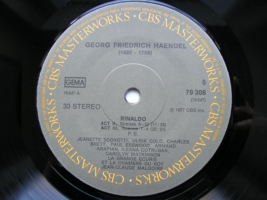HANDEL: RINALDO  (1711)      SOLOISTS / LA GRANDE ECURIE ET LA CHAMBRE DU ROY / MALGOIRE     3LP      79308