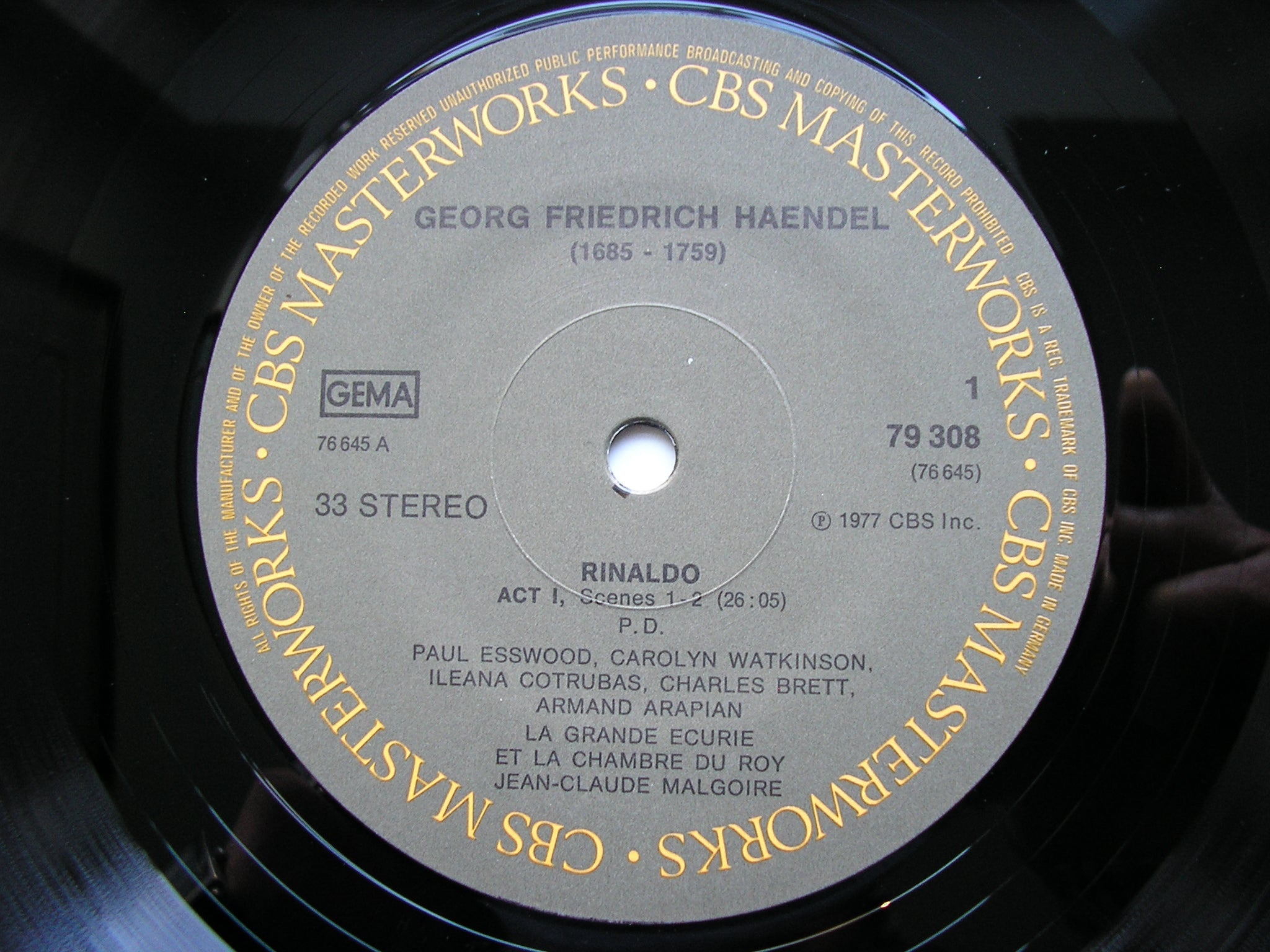 HANDEL: RINALDO  (1711)      SOLOISTS / LA GRANDE ECURIE ET LA CHAMBRE DU ROY / MALGOIRE     3LP      79308