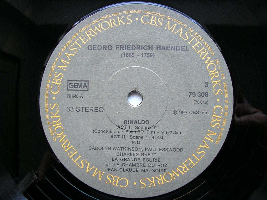 HANDEL: RINALDO  (1711)      SOLOISTS / LA GRANDE ECURIE ET LA CHAMBRE DU ROY / MALGOIRE     3LP      79308