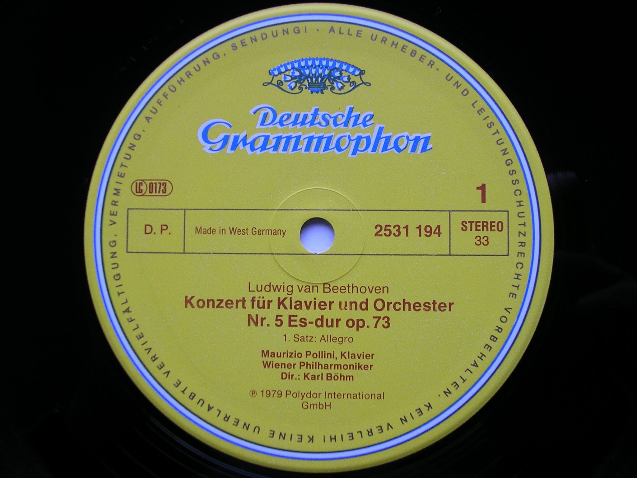 BEETHOVEN: PIANO CONCERTO No. 5  'Emperor'     POLLINI / VIENNA PHILHARMONIC / BOHM    2531 194