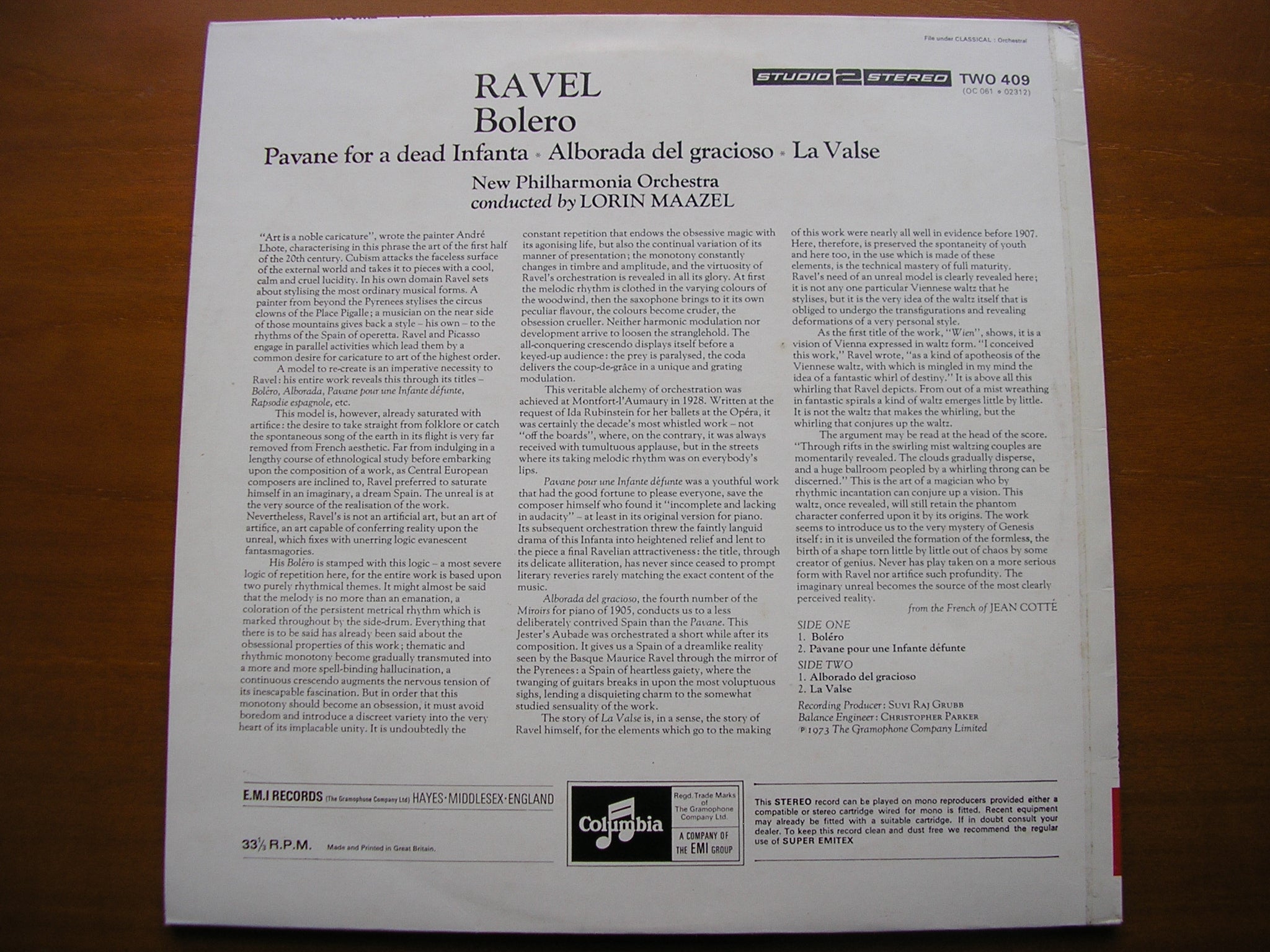 RAVEL: BOLERO / LA VALSE / PAVANE / ALBORADA DEL GRACIOSO       MAAZEL / NEW PHILHARMONIA     TWO 409
