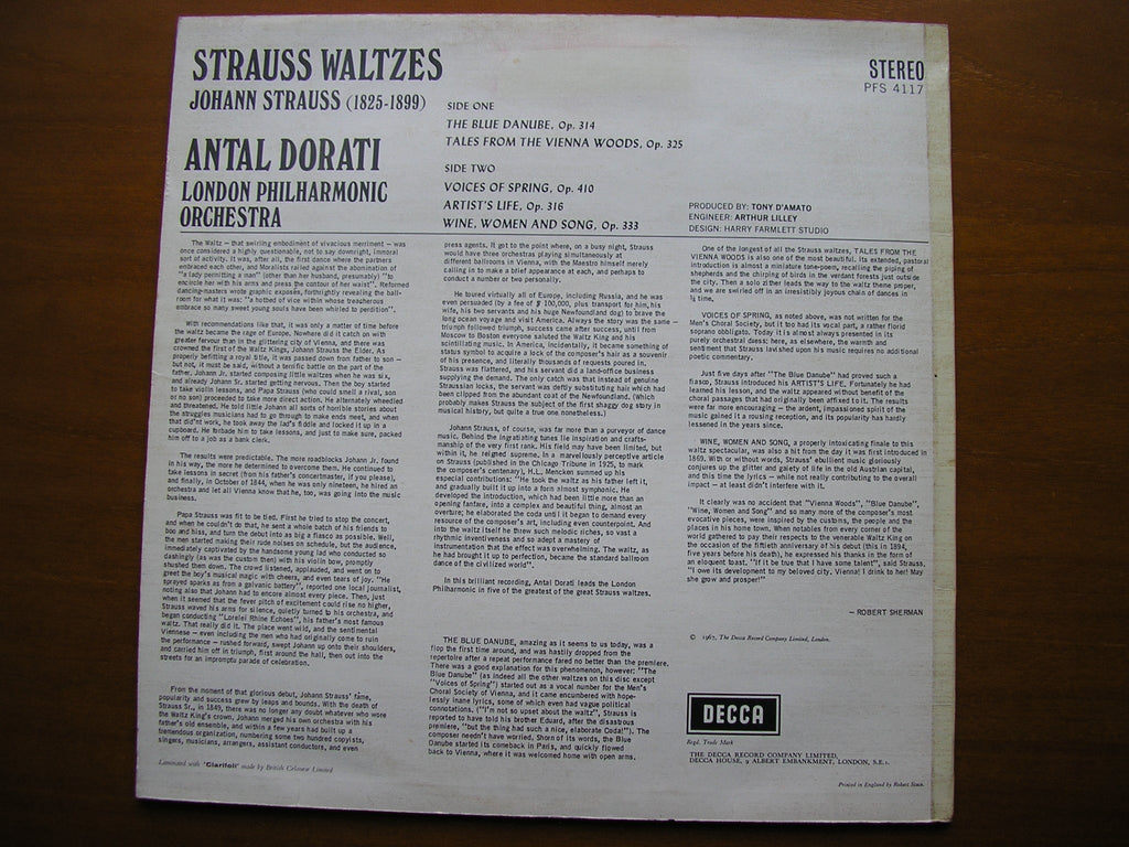 STRAUSS: FIVE WALTZES      DORATI / LONDON PHILHARMONIC     PFS 4117