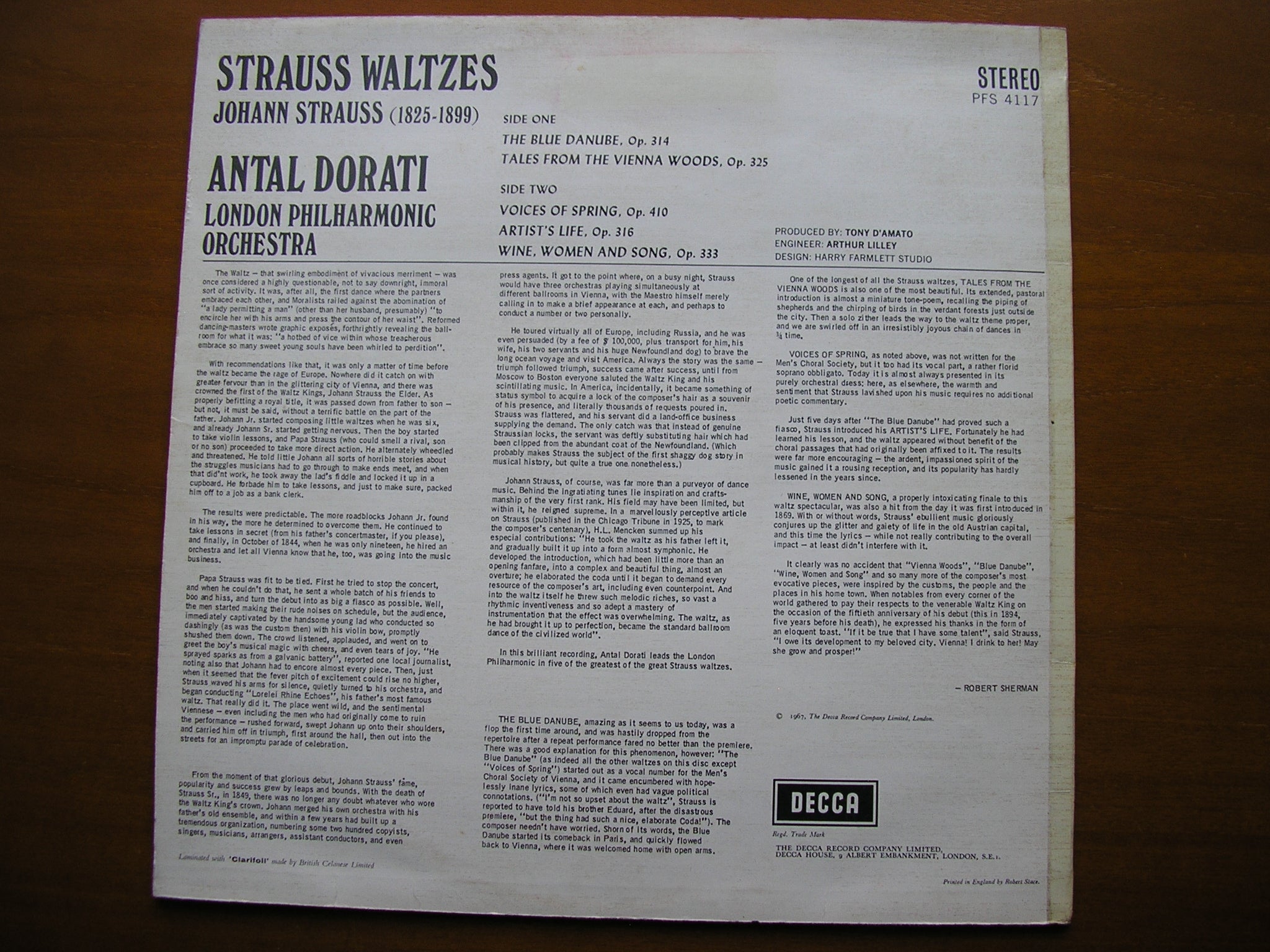 STRAUSS: FIVE WALTZES      DORATI / LONDON PHILHARMONIC     PFS 4117