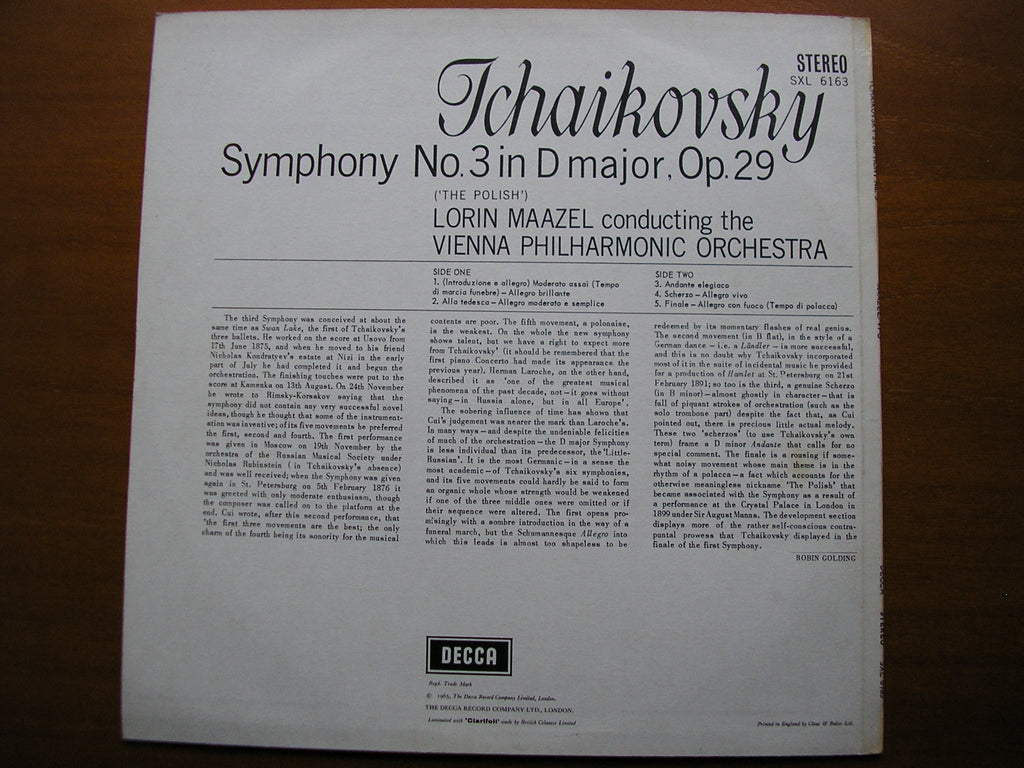 SXL 6159  TCHAIKOVSKY: SYMPHONY No. 1       MAAZEL / VIENNA PHILHARMONIC     ED2