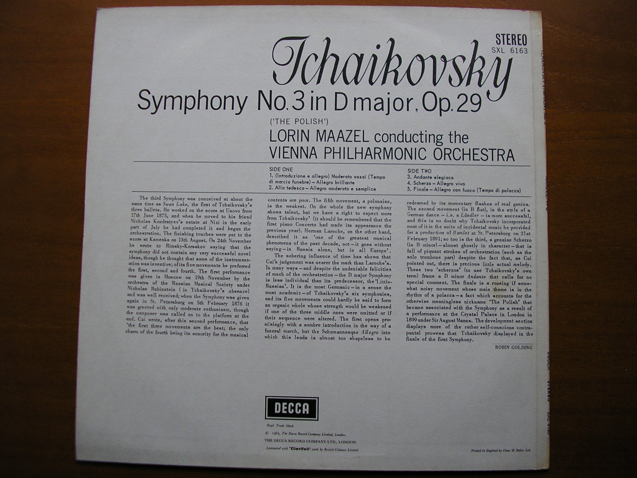 SXL 6159  TCHAIKOVSKY: SYMPHONY No. 1       MAAZEL / VIENNA PHILHARMONIC     ED2