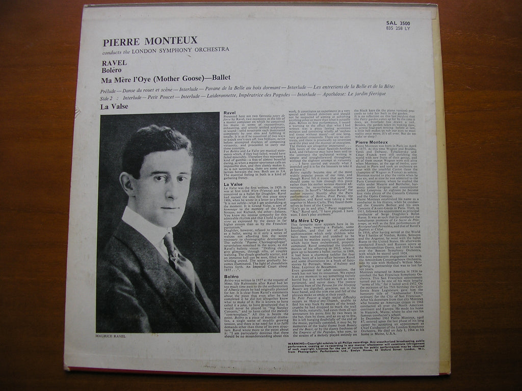 RAVEL: BOLERO / LA VALSE / MA MERE L'OYE       MONTEUX / LONDON SYMPHONY     SAL 3500