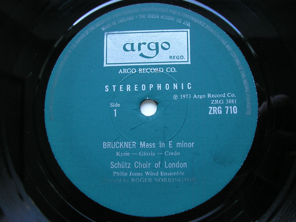 BRUCKNER: MASS No. 2 in E minor       SCHUTZ CHOIR OF LONDON / PHILIP JONES BRASS ENSEMBLE / NORRINGTON     ZRG 710