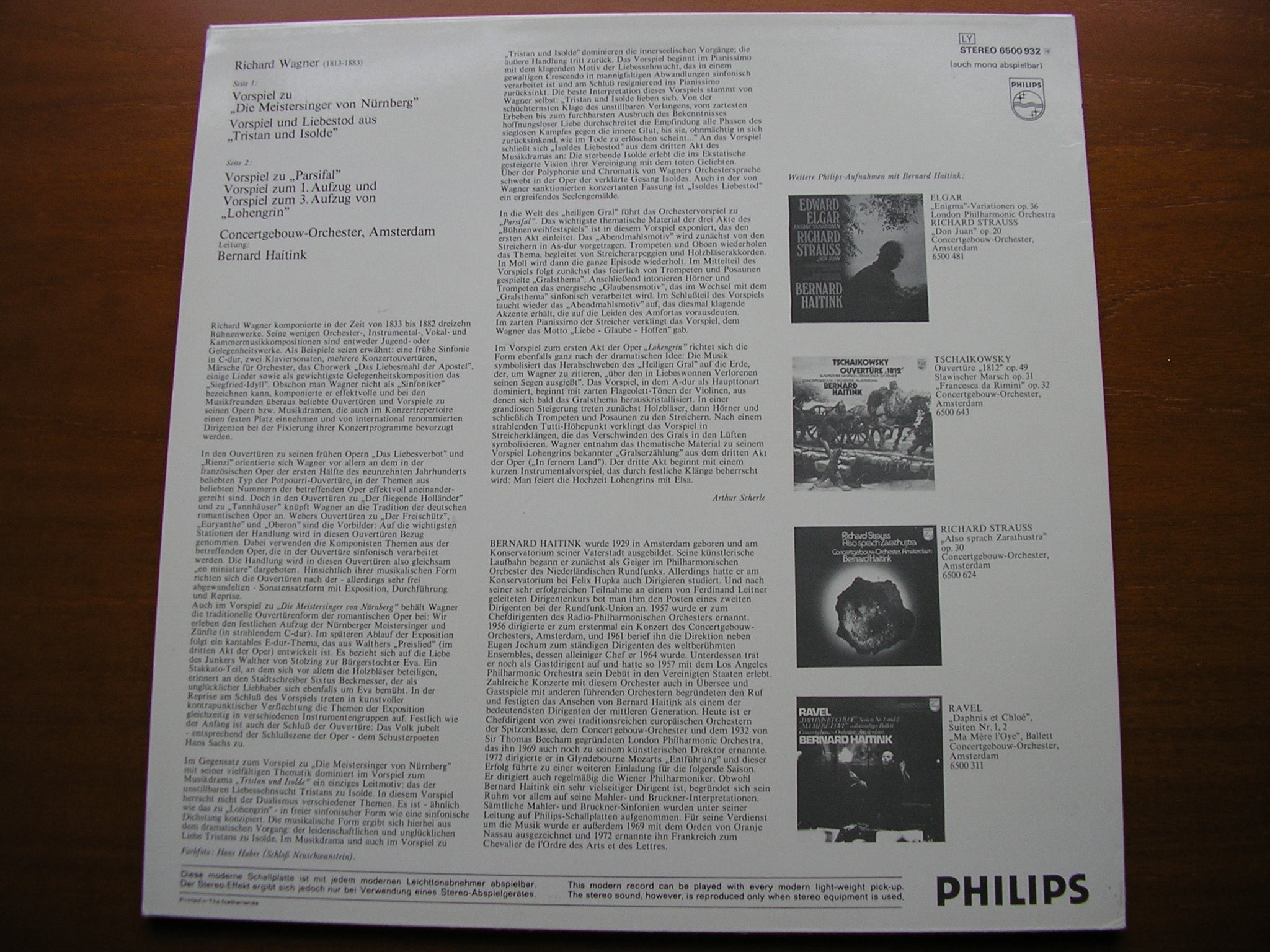 WAGNER: PRELUDES from Lohengrin / Parsifal / Die Meistersinger / PRELUDE & LIEBESTOD from Tristan und Isolde    HAITINK / CONCERTGEBOUW ORCHESTRA  6500 932