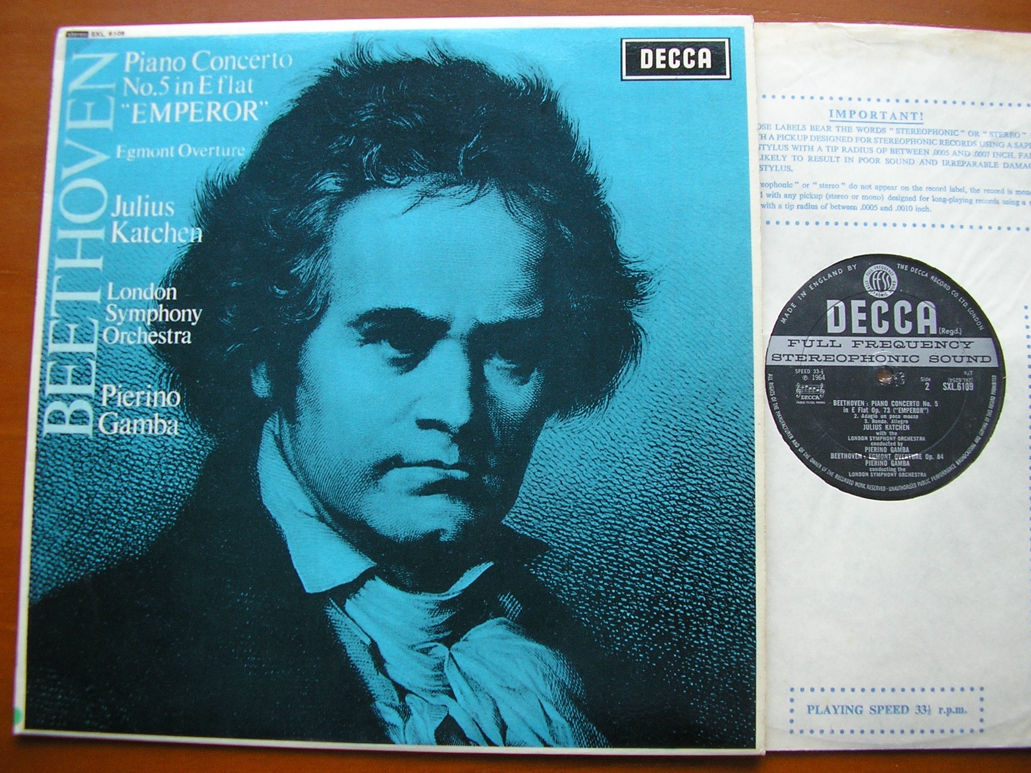 SXL 6109 BEETHOVEN: PIANO CONCERTO No. 5 'Emperor' KATCHEN / LONDON SYMPHONY / GAMBA