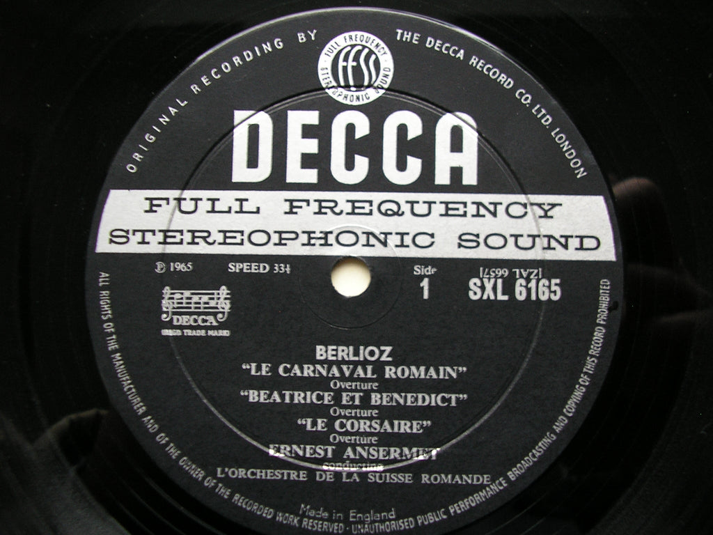 SXL 6165  BERLIOZ: ORCHESTRAL MUSIC       ANSERMET / SUISSE ROMANDE ORCHESTRA    ED1