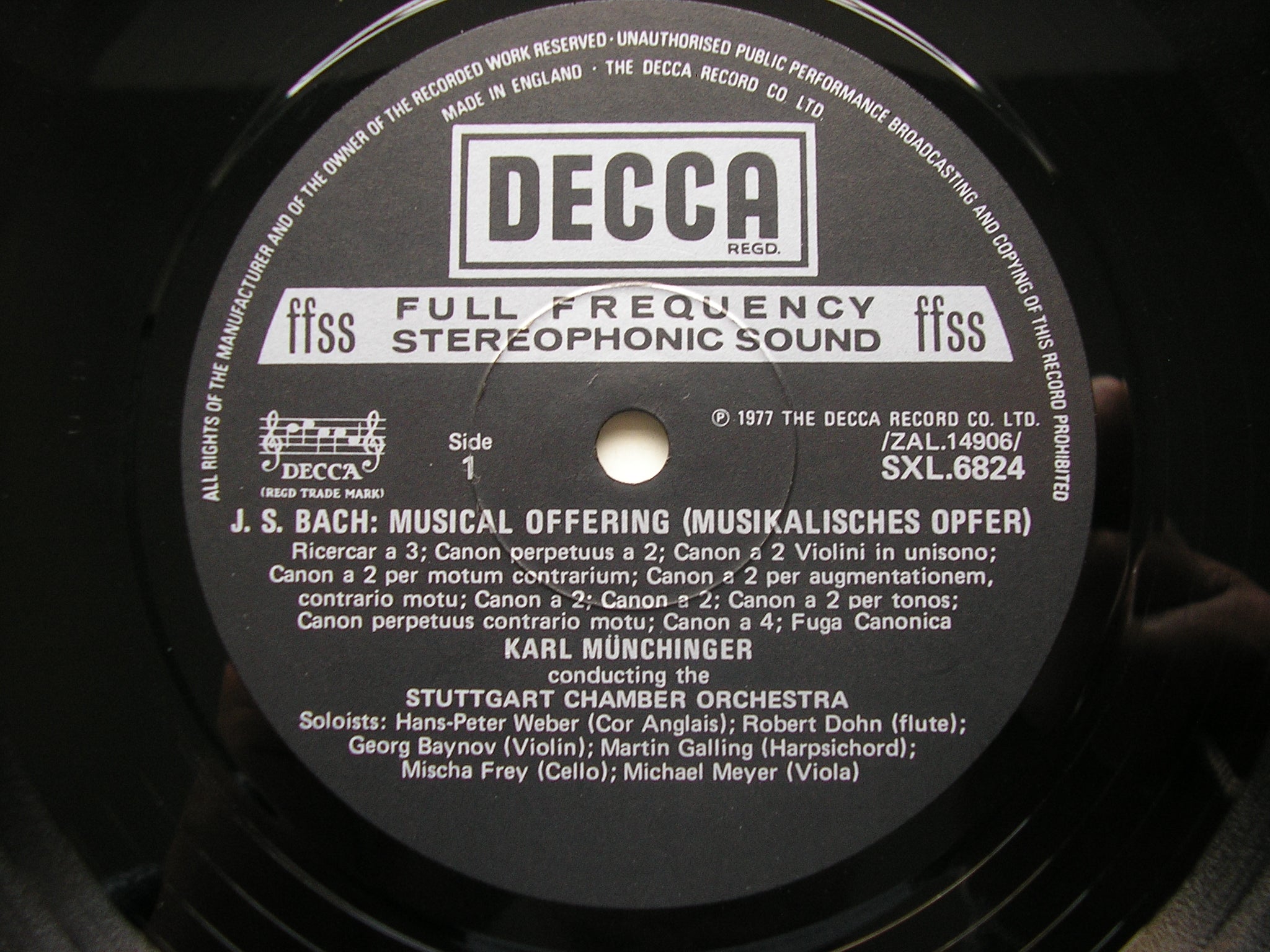SXL 6824  BACH: MUSICAL OFFERING     MUNCHINGER / STUTTGART CHAMBER ORCHESTRA