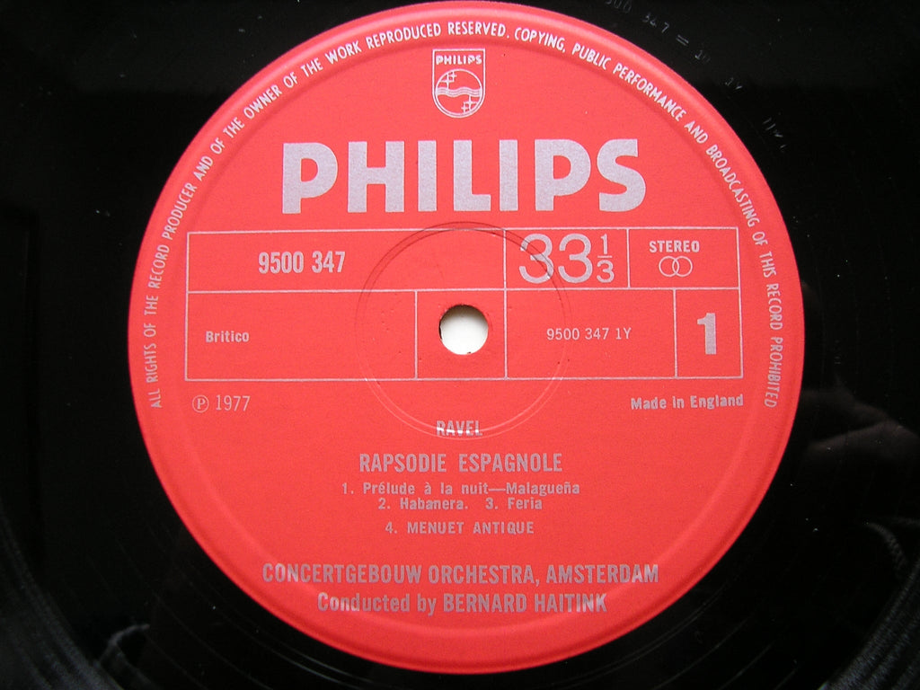 RAVEL: RAPSODIE ESPAGNOLE / VALSES NOBLES ET SENTIMENTALES / MENUET ANTIQUE     HAITINK / CONCERTGEBOUW     9500 347
