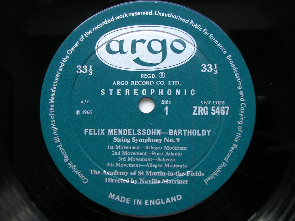 MENDELSSOHN: STRING SYMPHONIES Nos. 9 / 10 / 12      MARRINER / ASMIF     ZRG 5467