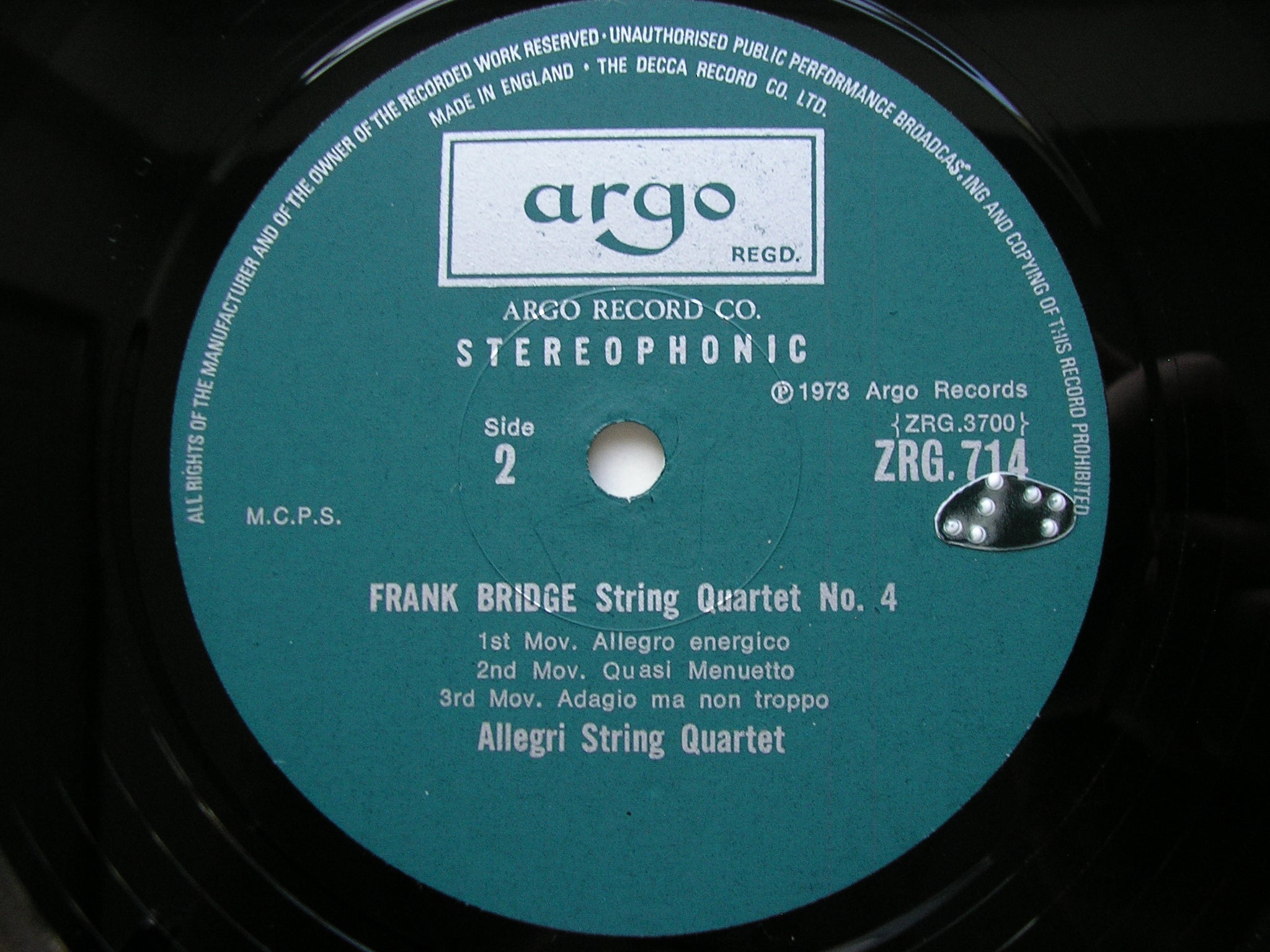 BRIDGE: STRING QUARTETS Nos. 3 & 4        ALLEGRI STRING QUARTET      ZRG 714