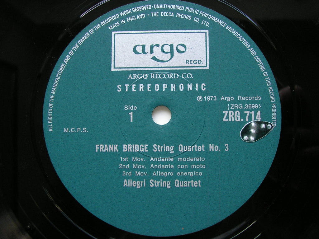 BRIDGE: STRING QUARTETS Nos. 3 & 4        ALLEGRI STRING QUARTET      ZRG 714