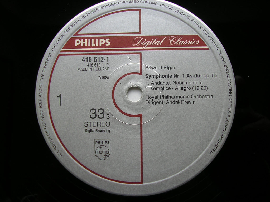 ELGAR: SYMPHONY No. 1      PREVIN / ROYAL PHILHARMONIC ORCHESTRA     416 612