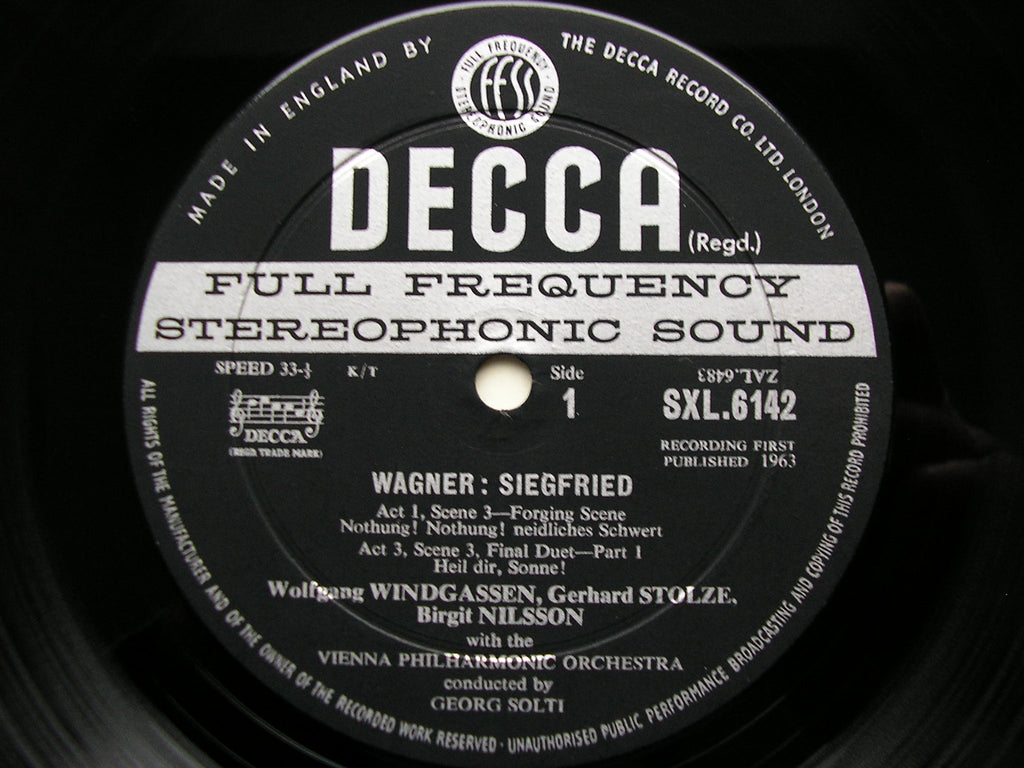 SXL 6142  WAGNER: SIEGFRIED   excerpts     NILSSON / WINDGASSEN / VIENNA PHILHARMONIC / SOLTI     ED2
