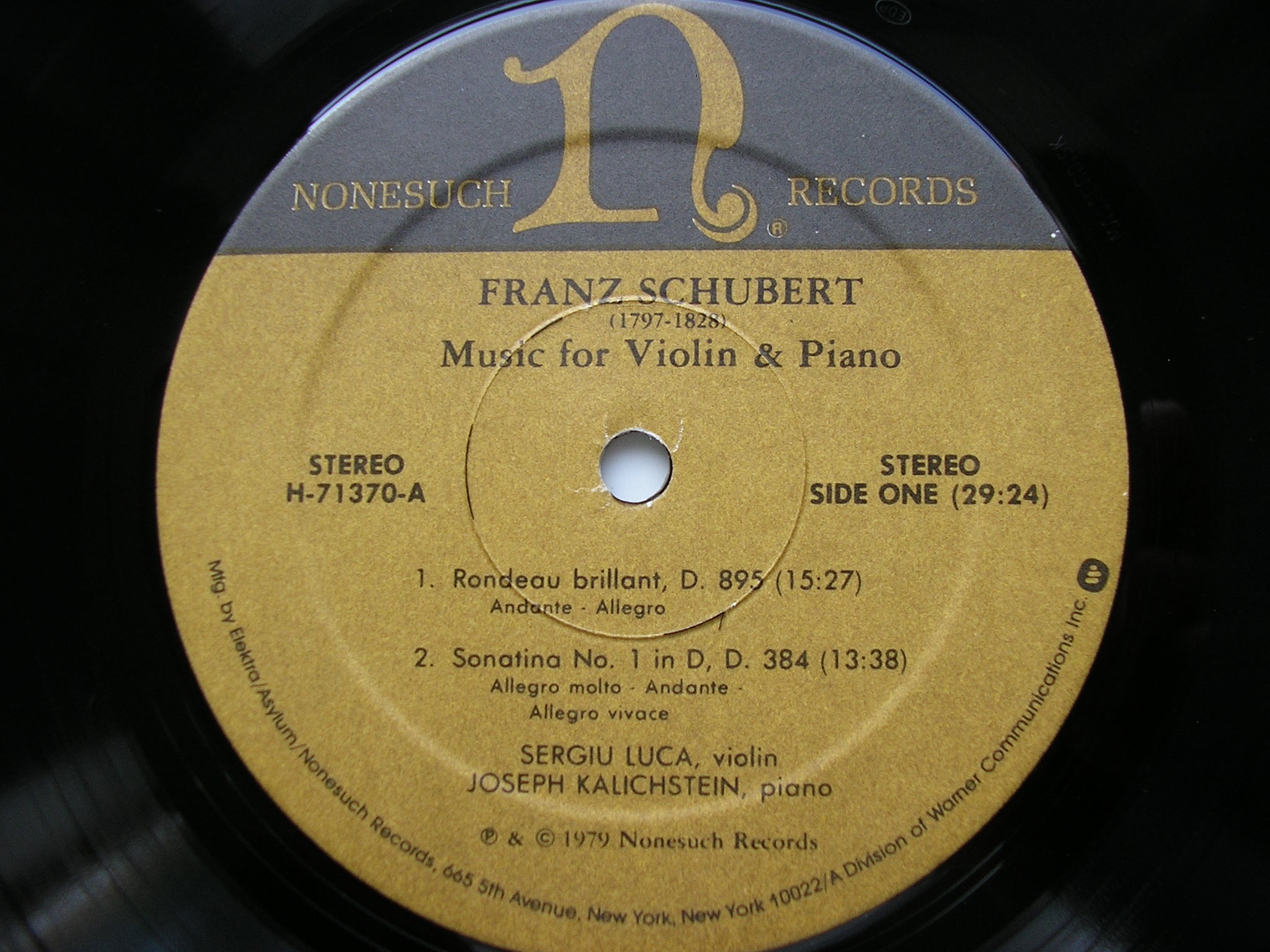 SCHUBERT: MUSIC FOR VIOLIN & PIANO     SERGIU LUCA / JOSEPH KALICHSTEIN      H-71370