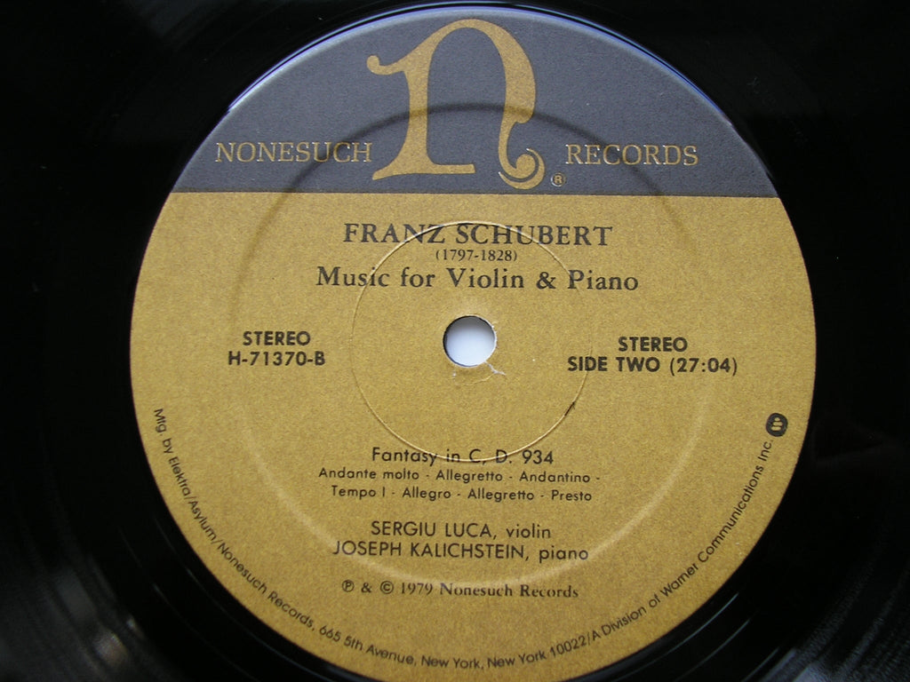 SCHUBERT: MUSIC FOR VIOLIN & PIANO     SERGIU LUCA / JOSEPH KALICHSTEIN      H-71370