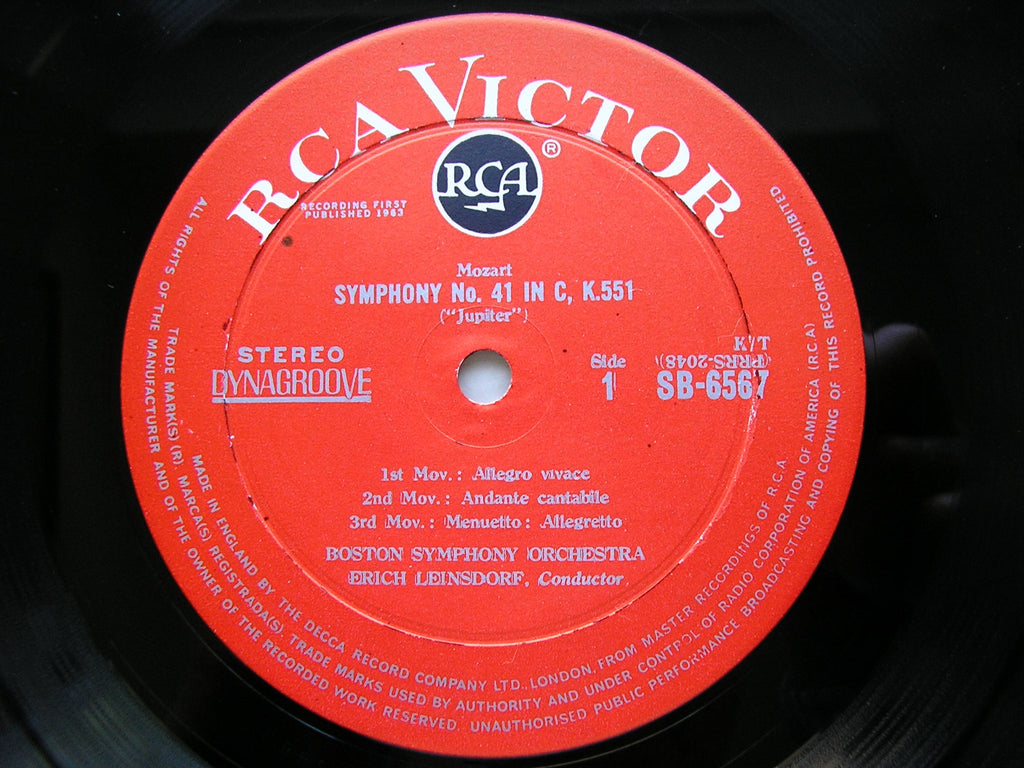 MOZART: SYMPHONY No. 41  'Jupiter'  / EINE KLEINE NACHTMUSIK      LEINSDORF / BOSTON SYMPHONY     SB 6567