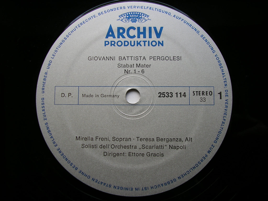 PERGOLESI: STABAT MATER     FRENI / BERGANZA / SCARLATTI ORCHESTRA OF NAPLES / GRACIS      2533 114