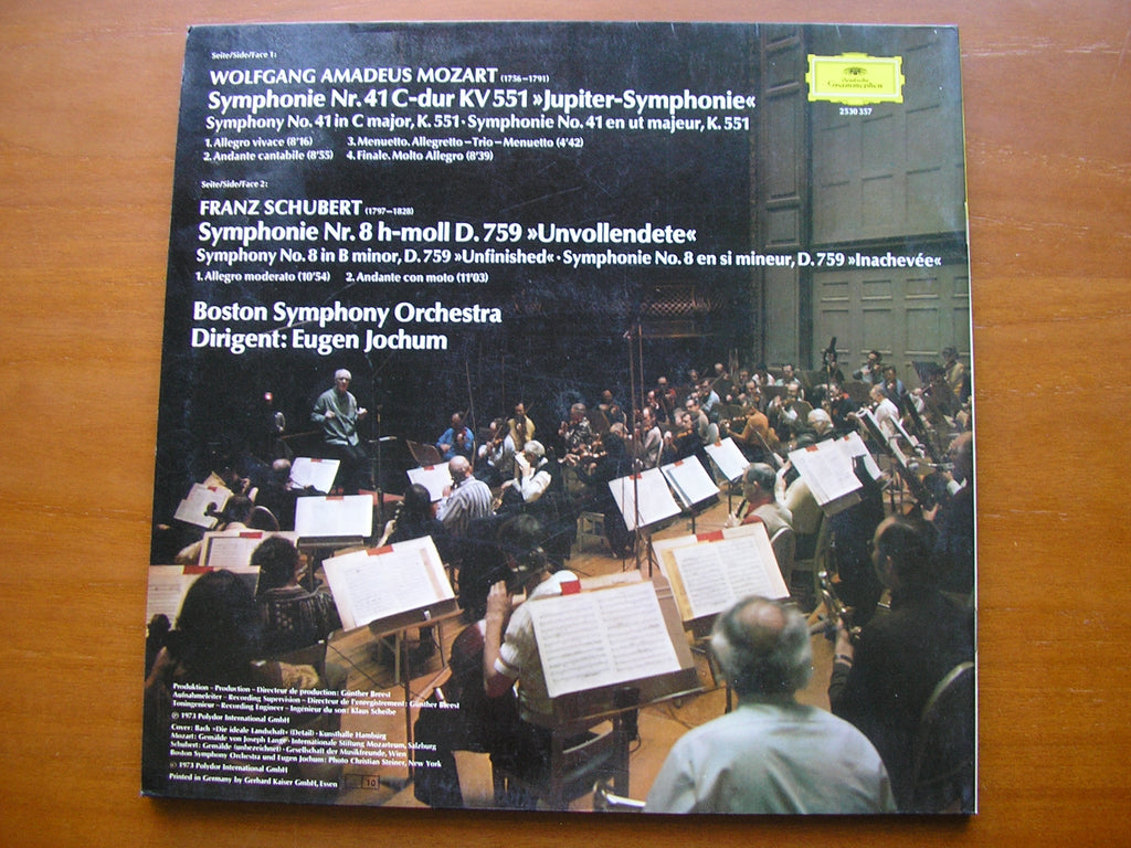 MOZART: SYMPHONY No. 41  'Jupiter' / SCHUBERT: SYMPHONY No. 8 'Unfinished'     JOCHUM / BOSTON SYMPHONY    2530 357