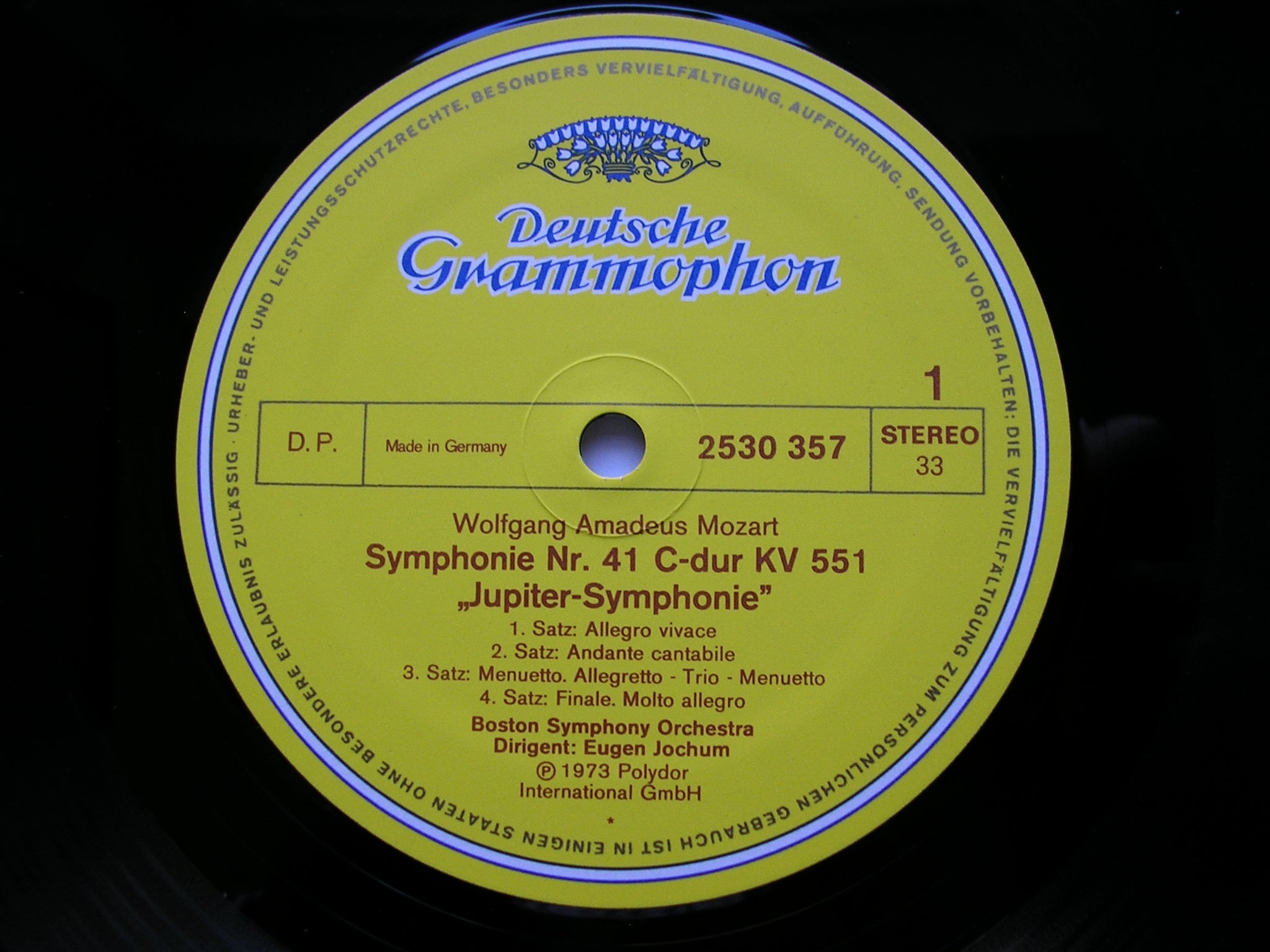 MOZART: SYMPHONY No. 41  'Jupiter' / SCHUBERT: SYMPHONY No. 8 'Unfinished'     JOCHUM / BOSTON SYMPHONY    2530 357