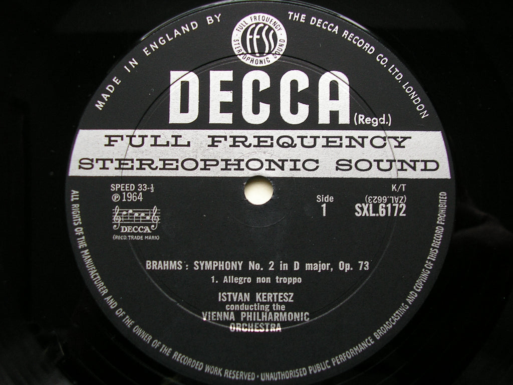 SXL 6172  BRAHMS: SYMPHONY No. 2      KERTESZ / VIENNA PHILHARMONIC     ED2