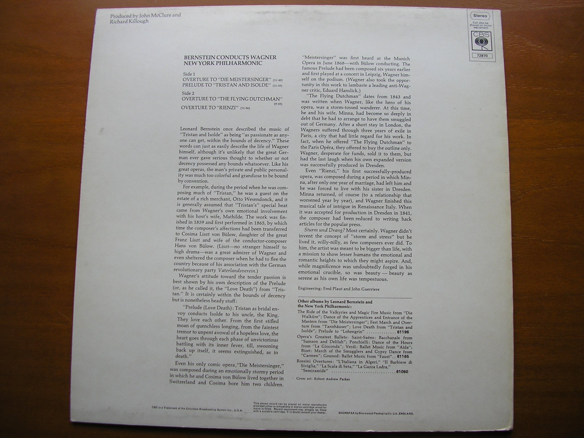 WAGNER: ORCHESTRAL MUSIC      BERNSTEIN / NEW YORK PHILHARMONIC     72870