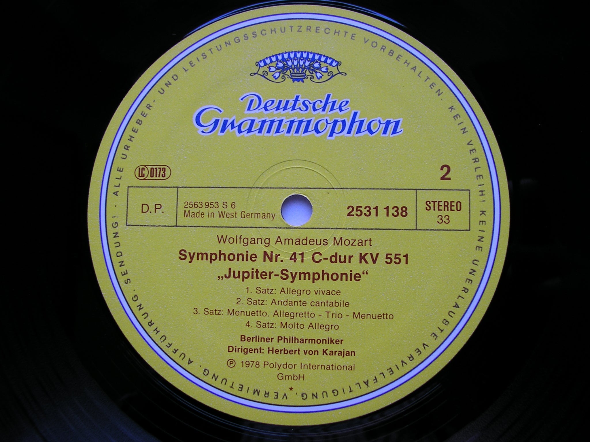 MOZART: SYMPHONIES  Nos. 40  &  41  'Jupiter'        KARAJAN / BERLIN PHILHARMONIC     2531 138