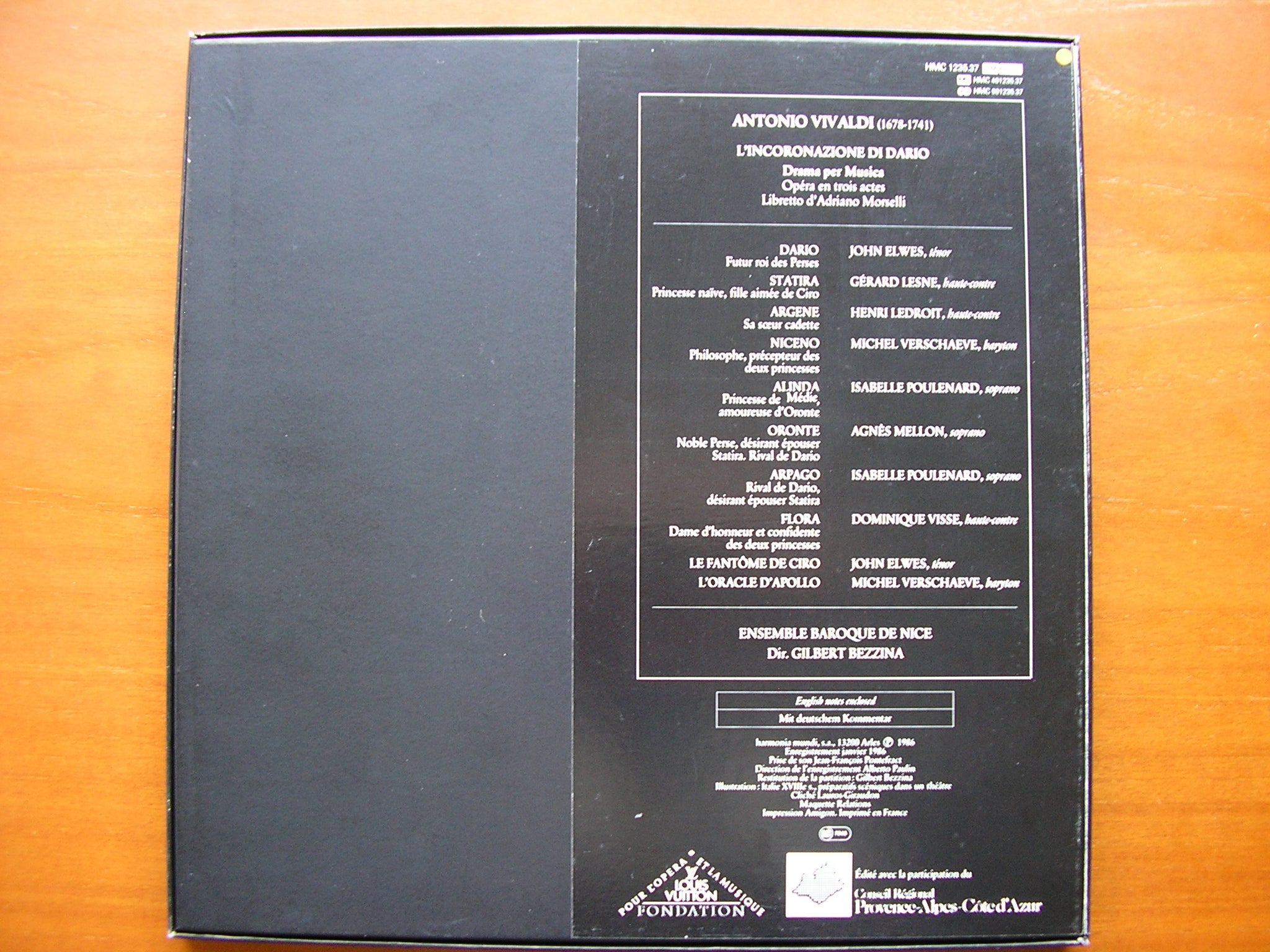 VIVALDI: L'INCORONAZIONE DI DARIO  (1717)    SOLOISTS / ENSEMBLE BAROQUE DE NICE / BEZZINA      3LP      HMC 1235-37