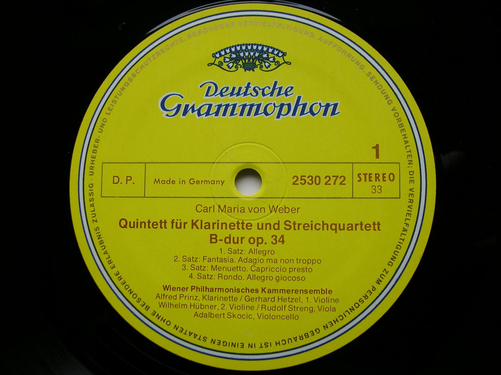 WEBER & HINDEMITH: CLARINET QUINTETS   PRINZ / VIENNA PHILHARMONIC CHAMBER ENSEMBLE   2530 272