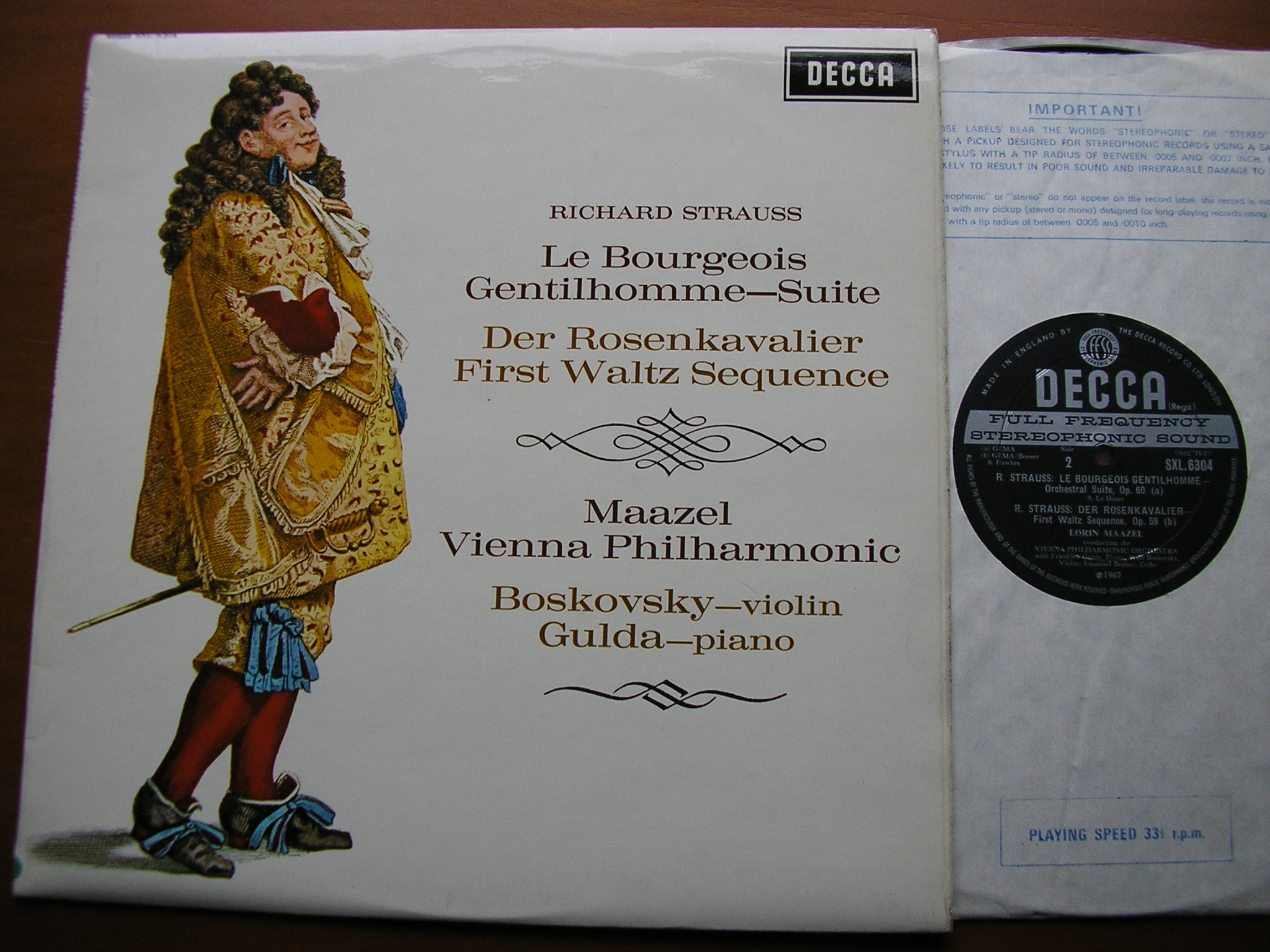 SXL 6304 STRAUSS: LE BOURGEOIS GENTILHOMME Suite / DER ROSENKAVALIER First Waltz Sequence MAAZEL / VIENNA PHILHARMONIC