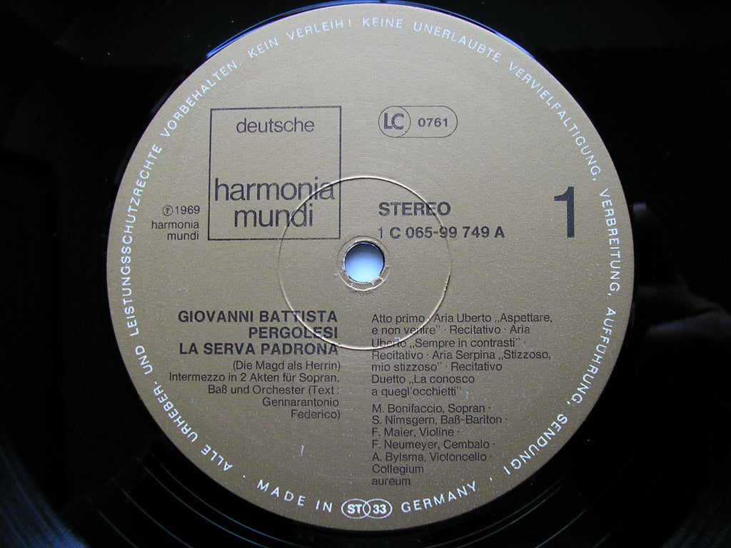 PERGOLESI: LA SERVA PADRONA  (1733)    BONIFACCIO / NIMSGERN / COLLEGIUM AUREUM / MAIER     065 99 749