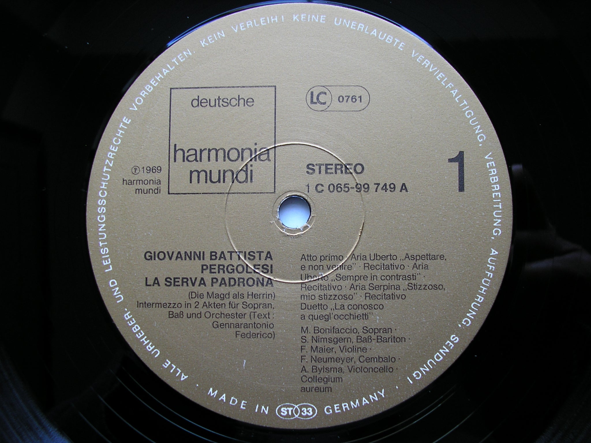 PERGOLESI: LA SERVA PADRONA  (1733)    BONIFACCIO / NIMSGERN / COLLEGIUM AUREUM / MAIER     065 99 749