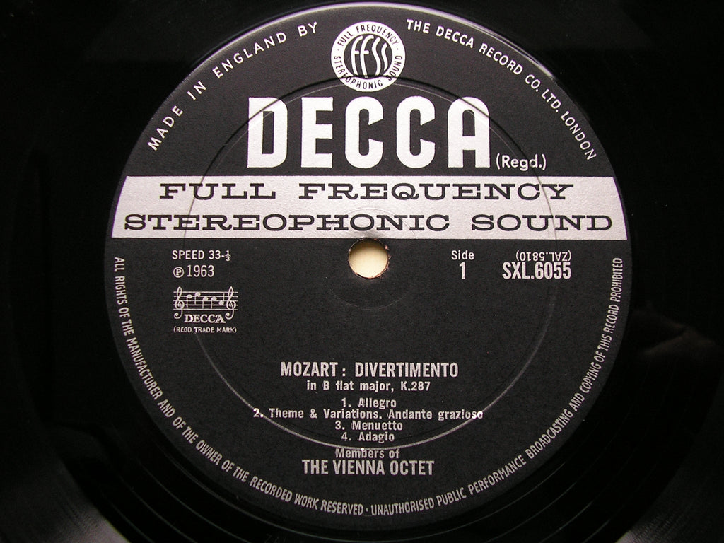 SXL 6055 MOZART: DIVERTIMENTO K287 / MICHAEL HAYDN: DIVERTIMENTO in G MEMBERS OF THE VIENNA OCTET