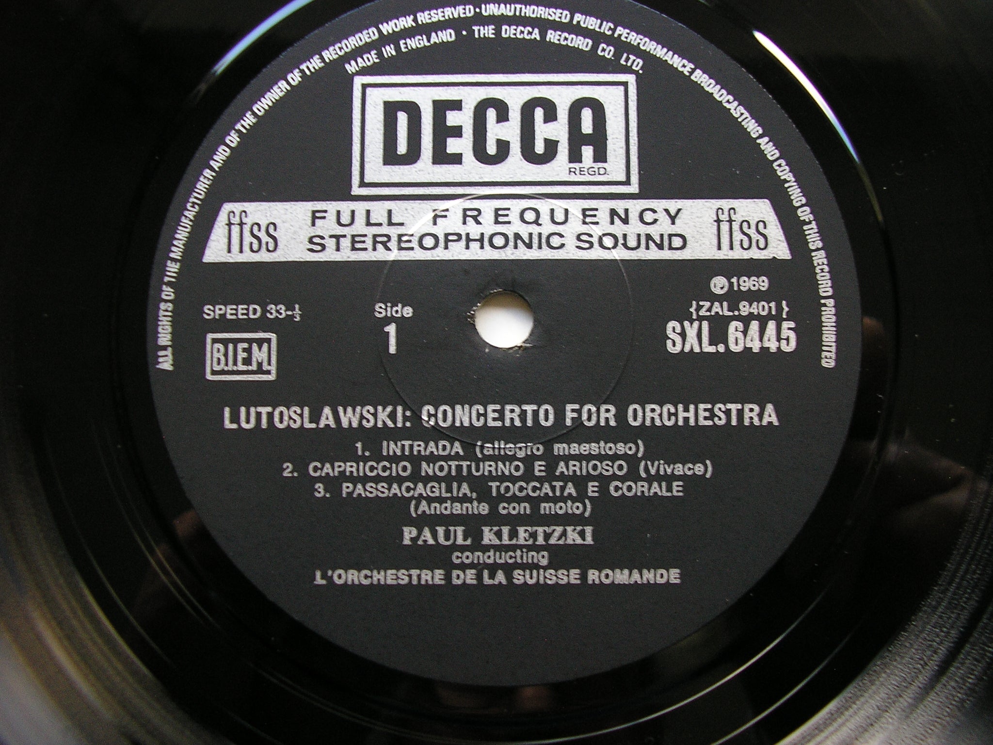 SXL 6445 HINDEMITH: MATHIS DER MALER / LUTOSLAWSKI: CONCERTO FOR ORCHESTRA KLETZKI / SUISSE ROMANDE
