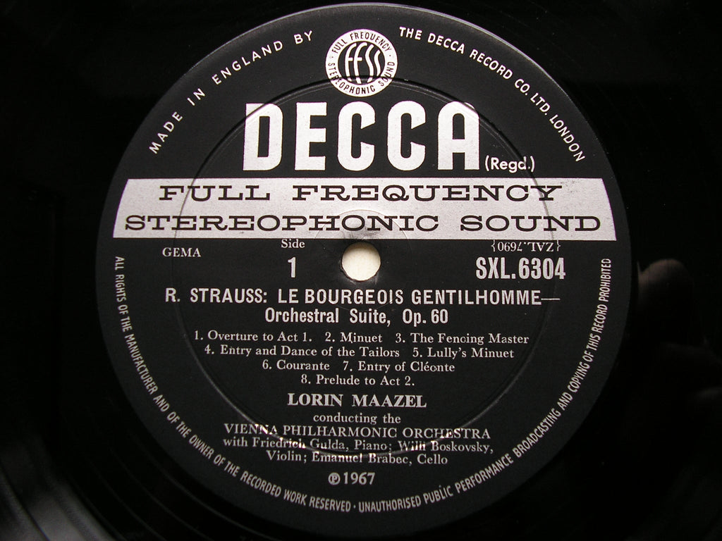 SXL 6304 STRAUSS: LE BOURGEOIS GENTILHOMME Suite / DER ROSENKAVALIER First Waltz Sequence MAAZEL / VIENNA PHILHARMONIC