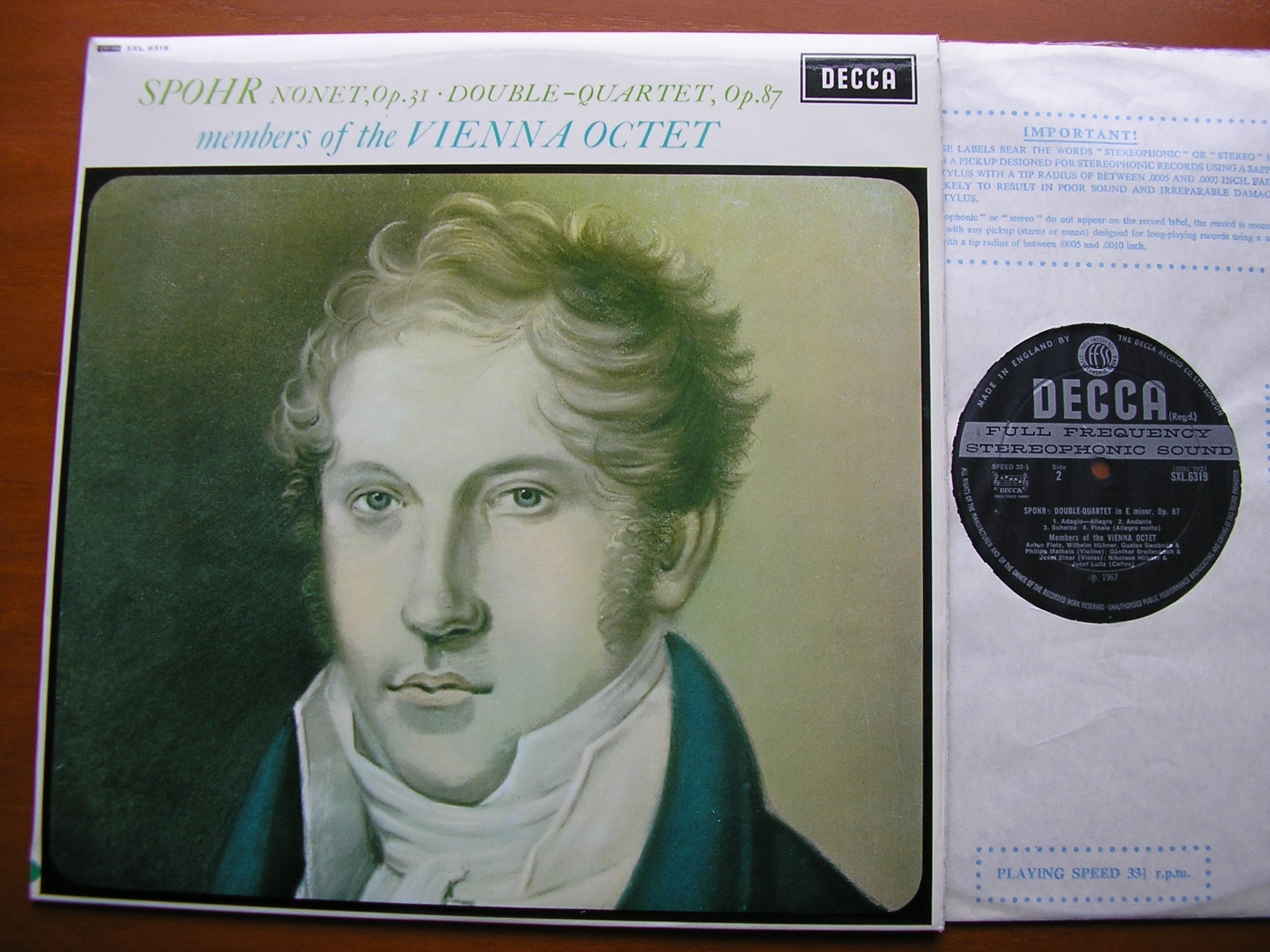 SXL 6319 SPOHR: NONET op. 31 / DOUBLE QUARTET Op. 87 MEMBERS OF THE VIENNA OCTET