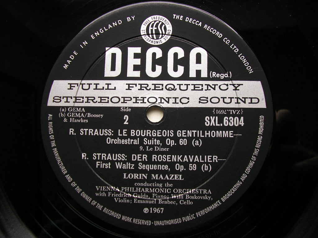 SXL 6304 STRAUSS: LE BOURGEOIS GENTILHOMME Suite / DER ROSENKAVALIER First Waltz Sequence MAAZEL / VIENNA PHILHARMONIC