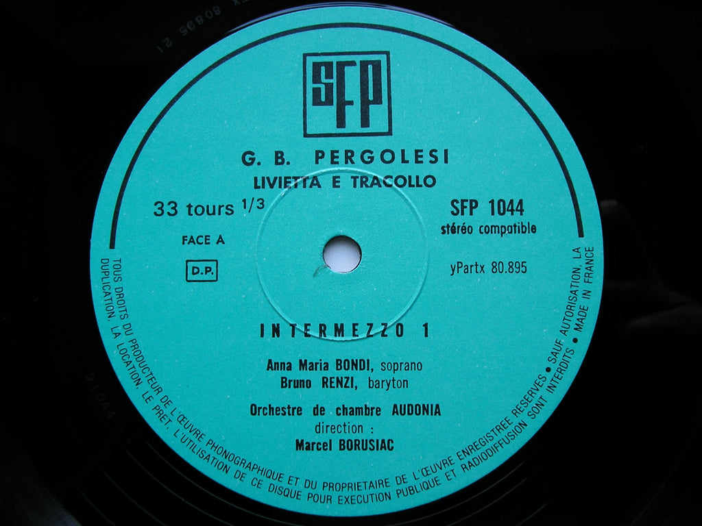 PERGOLESI: LIVIETTA E TRACOLLO (1734)     ANNA MARIA BONDI / BRUNO RENZI / AUDONIA / BORUSIAC     SFP 91 044