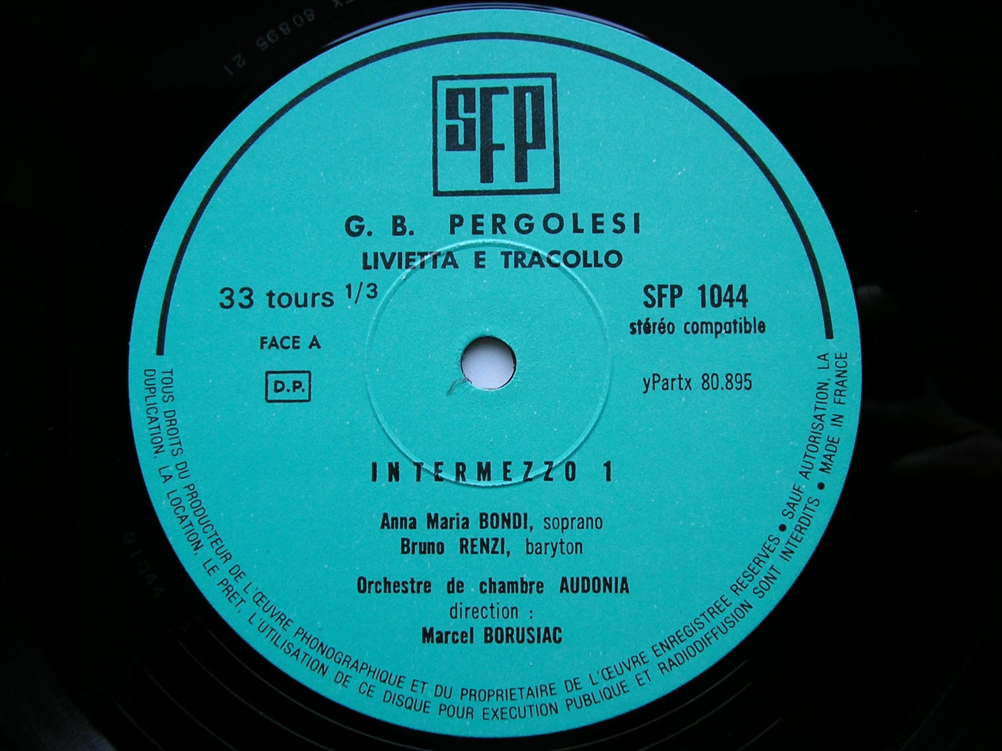PERGOLESI: LIVIETTA E TRACOLLO (1734)     ANNA MARIA BONDI / BRUNO RENZI / AUDONIA / BORUSIAC     SFP 91 044