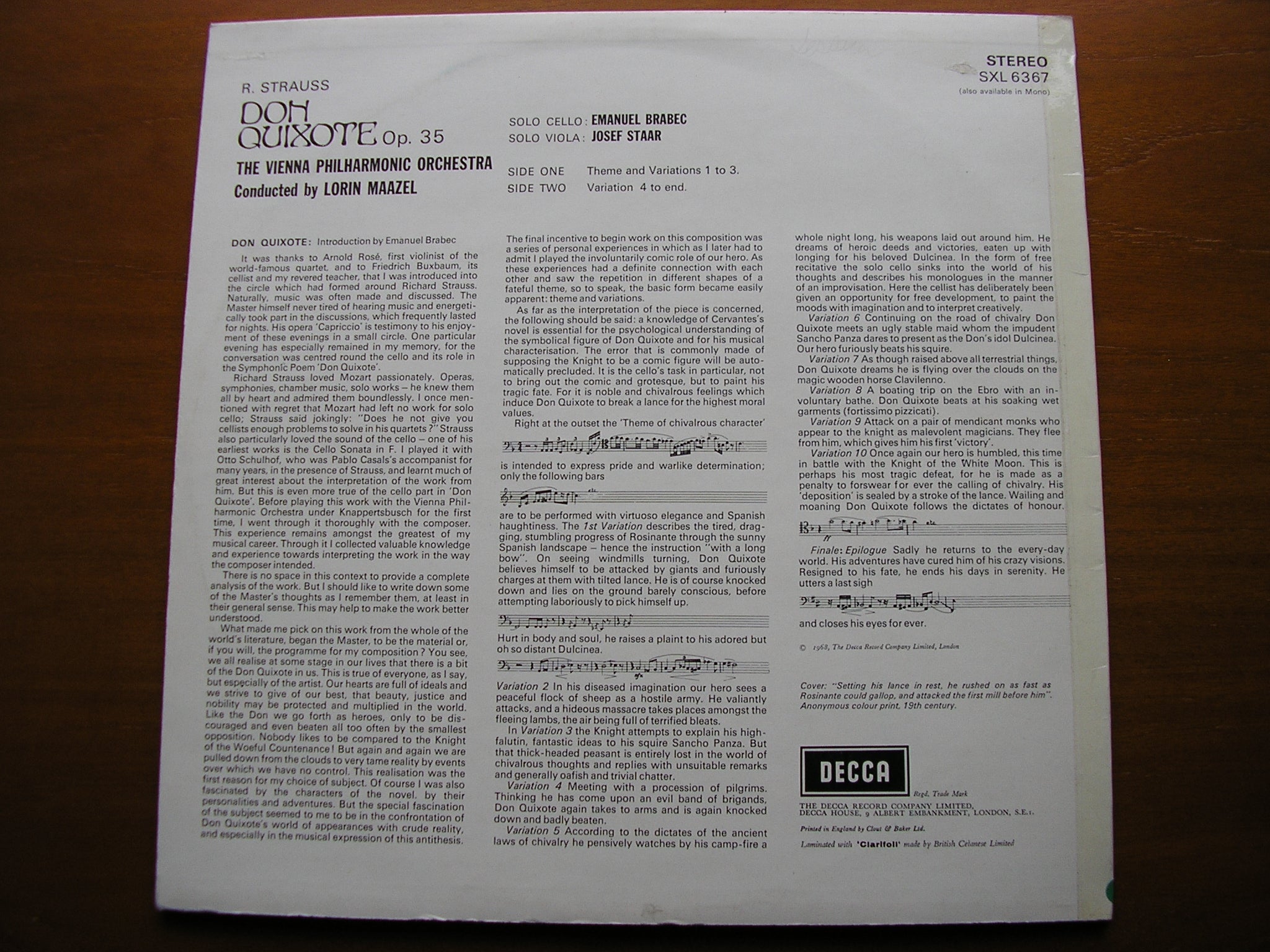 SXL 6367 STRAUSS: DON QUIXOTE MAAZEL / VIENNA PHILHARMONIC