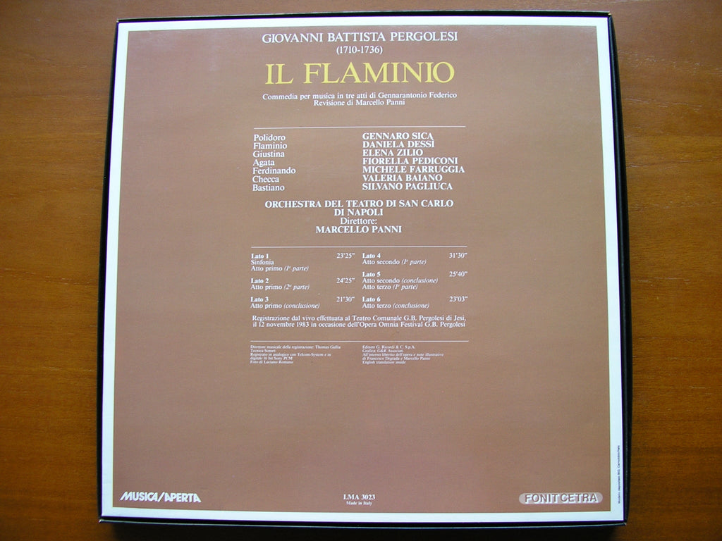 PERGOLESI: IL FLAMINIO  (1735)     SOLOISTS / SAN CARLO OPERA NAPLES / PANNI      3LP     LMA 3023