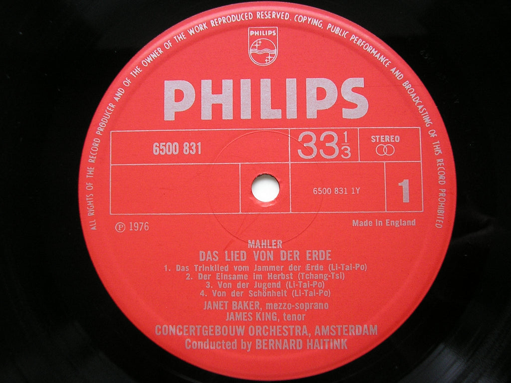 MAHLER: DAS LIED VON DER ERDE      BAKER / KING / CONCERTGEBOUW ORCHESTRA / HAITINK     6500 831