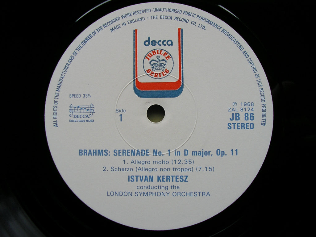 BRAHMS: SERENADE No. 1 in D    KERTESZ / LONDON SYMPHONY   JB 86