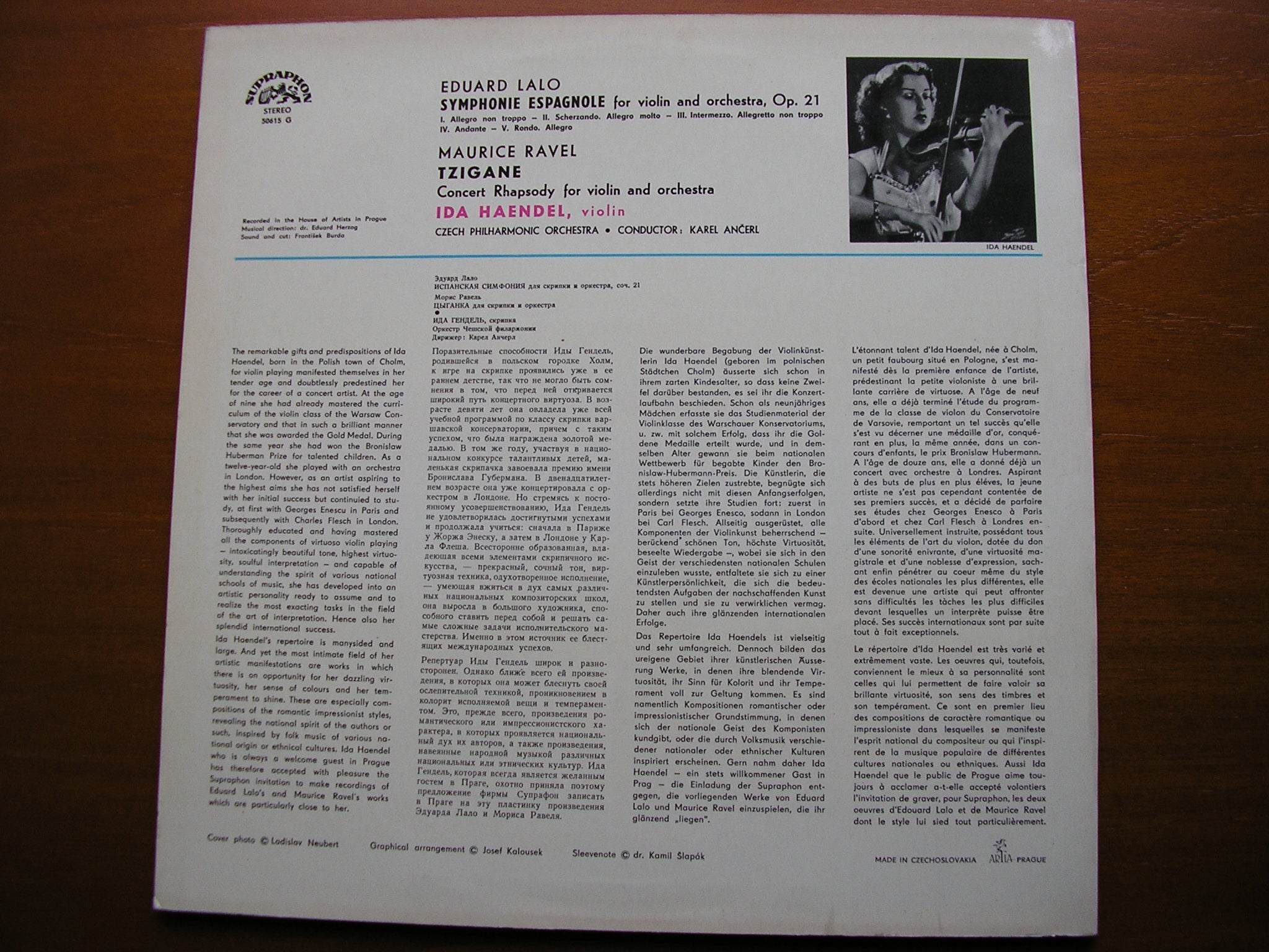 LALO: SYMPHONIE ESPAGNOLE / RAVEL: TZIGANE   HAENDEL / CZECH PHILHARMONIC / ANCERL    SUA ST 50615