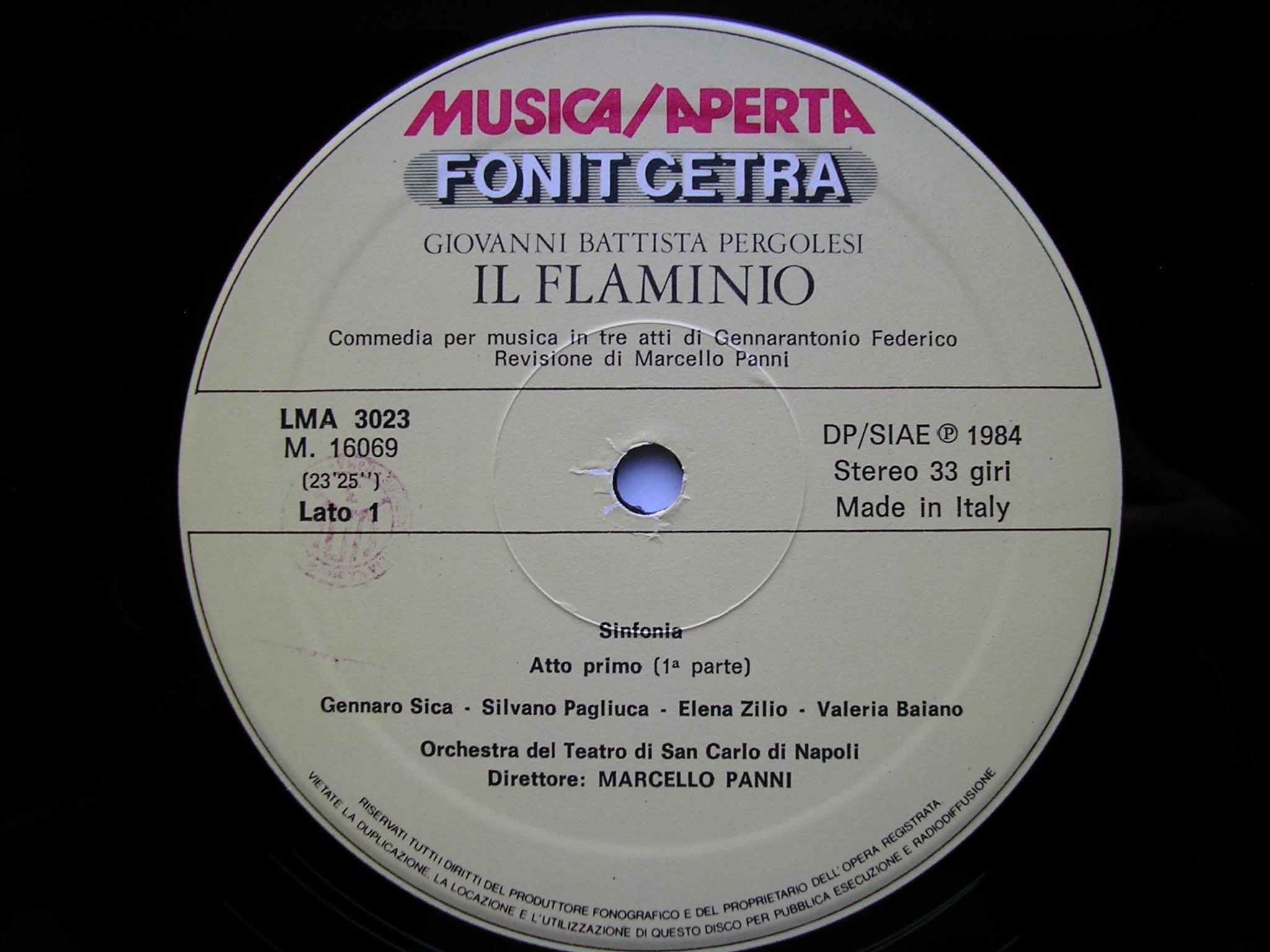 PERGOLESI: IL FLAMINIO  (1735)     SOLOISTS / SAN CARLO OPERA NAPLES / PANNI      3LP     LMA 3023