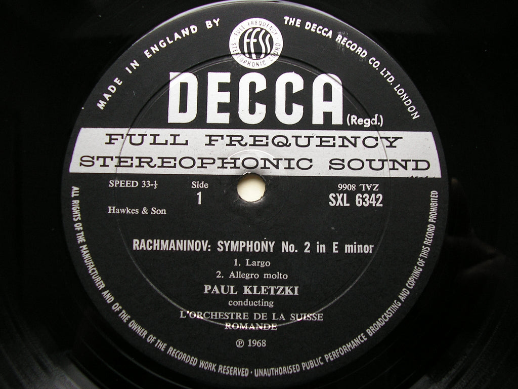 SXL 6342 RACHMANINOV: SYMPHONY No. 2 KLETZKI / SUISSE ROMANDE ORCHESTRA
